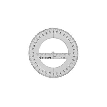 Imagem de Pacific Arc Transferidor circular de plástico transparente de 20 cm 360 graus