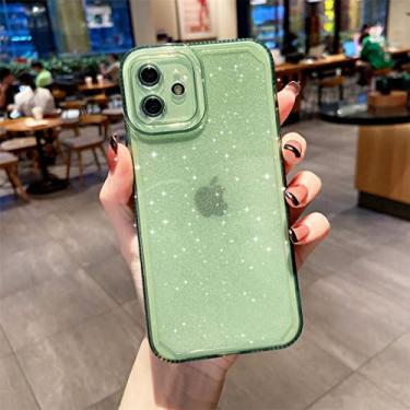 Imagem de Capa transparente com brilho para iPhone 13 11 12 13Pro MAX XS X XR 7 8 Plus à prova de choque Soft Funda, verde, para iPhone 7plus