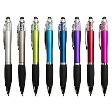 Imagem de Caneta MiSiBao Stylus, tinta preta 2 em 1, caneta esferográfica Stylus e Twist com aderência confortável para dispositivos universais de tela sensível ao toque, tablets, iPad, iPhone 6, Style1 8-count