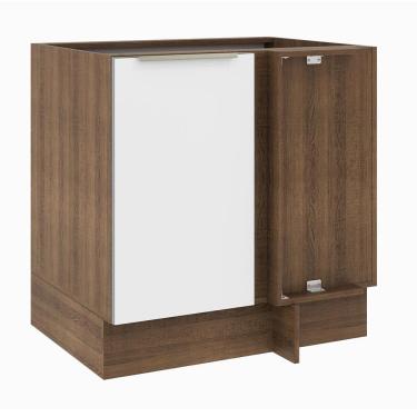 Imagem de Balcão de Canto Madesa Lux 1 Porta (Sem Tampo) - Rustic/Branco Veludo