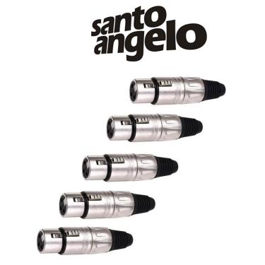 Imagem de Kit 5 Plugs Xlr Canon Fêmea P/ Cabo Microfone Santo Angelo