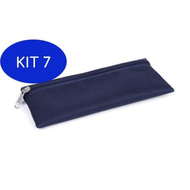 Imagem de Kit 7 Estojo Necessaire Ls Ee2014 Azul Escuro Com 1 Divisória