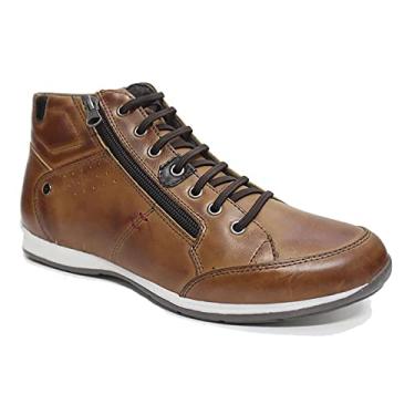 Imagem de Bota Masculina Casual em Couro com Elástico e Ziper Lateral NE-1005 Avela Cor:Laranja;Tamanho:38;Gênero:Masculino