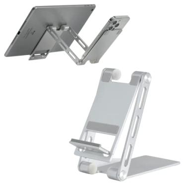 Imagem de Suporte de tablet, suporte de telefone dobrável, suporte de telefone resistente, metal premium, base de carregamento para todos os smartphones, base de monitor simultâneo de tablet e telefone