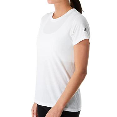 Imagem de Camiseta feminina Adidas de manga curta e gola redonda com desempenho Go-to 457T, Branco, Small