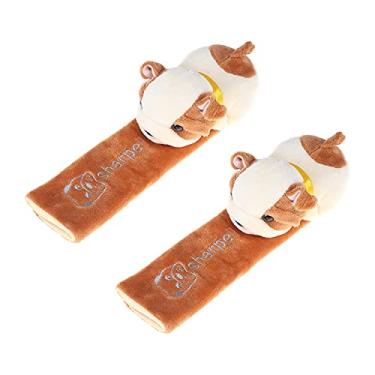 Imagem de Bela Criacao 2 capas de cinto de segurança, almofadas de ombro macias de desenho animado para uma condução mais confortável, compatível com crianças, jovens, adultos, carro, SUV, alças de mochila (cachorro marrom)