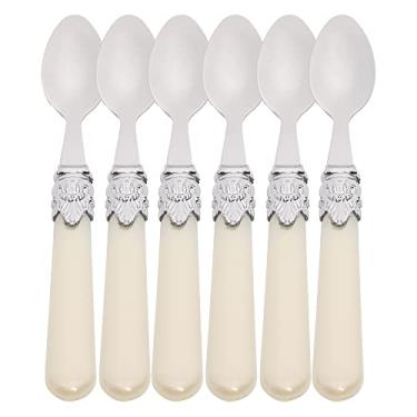 Imagem de Mimo Style Jogo Colher de Café Romântico, Aço Inoxidável e o Cabo de Polipropileno. Estilo Vintage e Elegante Para Completar Sua Mesa. Ideal para Todas as Ocasiões. Livre de BPA, Resistente e Durável