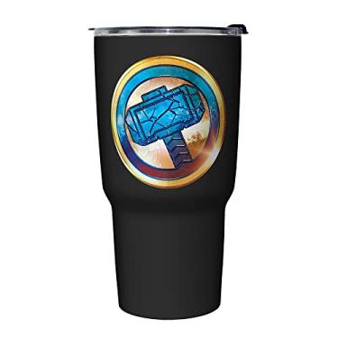 Imagem de Marvel Caneca de viagem isolada de aço inoxidável Mjollnir Gold 765 ml, multicolorida