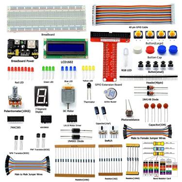 Imagem de Adeept Kit de iniciante para Raspberry Pi 4 3, 2 modelos B + LCD1602 servomotor C e código Python, kit de iniciante para iniciantes com manual do usuário (sem garantia de versão em português)