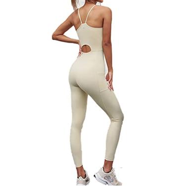 Imagem de Yajun Macacões de ioga femininos agasalhos fitness de uma peça elástica body levanta o bumbum com almofadas academia macacão esportivo geral, amarelo, M (busto: 71cm)