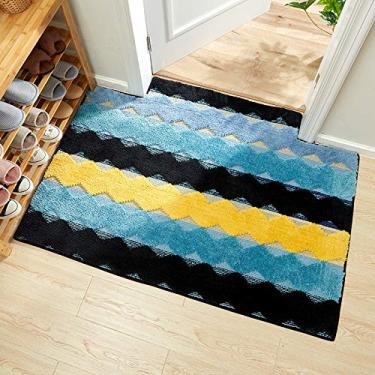 Imagem de Tapete de porta de entrada, tapete de porta de pelúcia alto e baixo super macio vários padrões tapete de absorção antiderrapante para sala de estar estudo banheiro varanda quarto das crianças, C, 90 * 140 cm