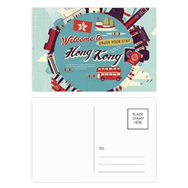 Imagem de Conjunto de cartão postal Hong Kong Circle Famous Places cartão de agradecimento de aniversário