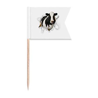 Imagem de Damage Animal Paper Cows Art Deco Presente Fashion Toothpick Flags Marcação para Festa Bolo Comida Prato de Queijo