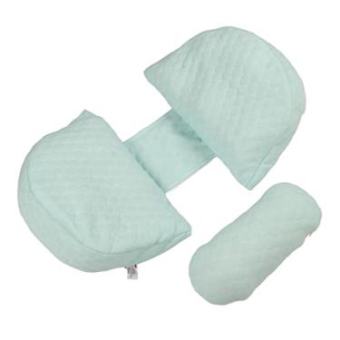 Imagem de Travesseiro de Cunha para Gravidez, Travesseiro de Cunha para Maternidade Em Forma de U Removível para Dormir Floral Estampado Ergonômico para Mulheres para Casa (Azul)
