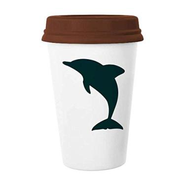 Imagem de Blue Ocean Docile Caneca fofa de golfinho Copo de cerâmica Copo de cerâmica