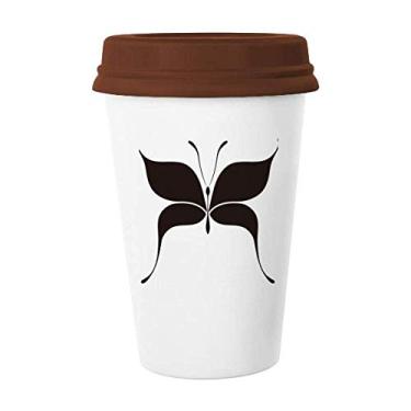 Imagem de Caneca moderna de vidro de cerâmica com borboleta preta de fada para presente Art Deco Caneca de café