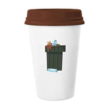 Imagem de Caneca de lata de lixo Dustbin com tampa de cerâmica para copo de café