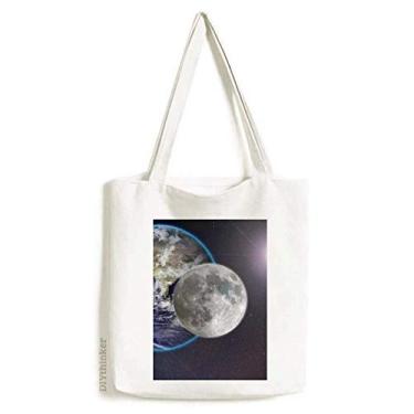 Imagem de Bolsa de lona branca Planeta Azul Terra, bolsa de compras casual