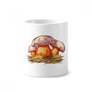 Imagem de Linda e deliciosa caneta com ilustração de cogumelo azul para escova de dentes, caneca, suporte de cerâmica, copo lápis