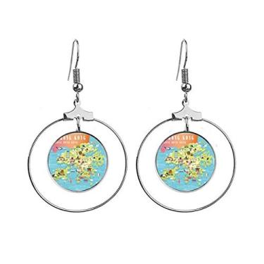 Imagem de Brincos I Love Hong Kong Mapa China Localização Brincos Pendentes Joias Círculo Gota