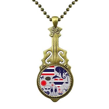 Imagem de DIYthinker Colar tradicional de alfândega do Reino da Tailândia, joia antiga com pingente de música