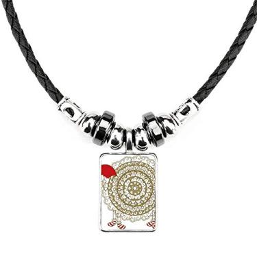 Imagem de DIYthinker Meias de chapéu de Natal com desenho de ovelha, colar com pingente de corda de couro