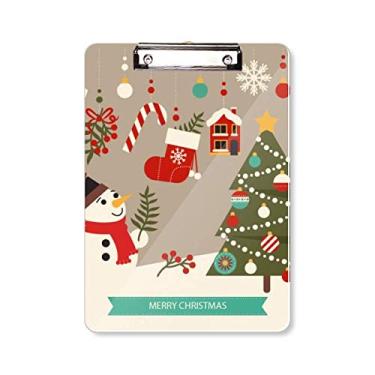 Imagem de Feliz Natal boneco de neve padrão prancheta pasta bloco de escrita placa de suporte A4