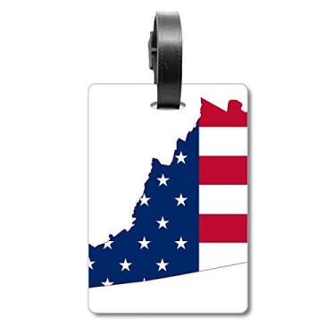 Imagem de Virginia USA Mapa Estrelas Listras Bandeira Forma Bolsa de Mala Etiqueta Cartão de Bagagem Scutcheon Etiqueta
