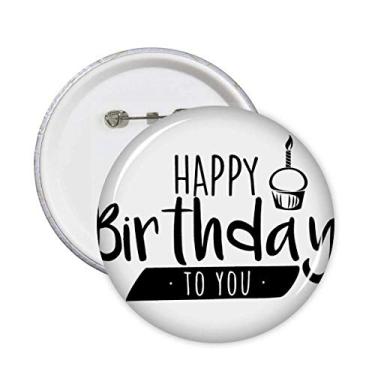 Imagem de Pinos estilo citação de bolo Feliz Aniversário, distintivo, botão, redondo, decoração de roupas, 5 peças