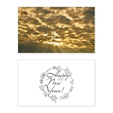 Imagem de Dark Sky Sunshine Yellow Clouds Festival Ano Novo Cartão de felicitações Bless Message Present