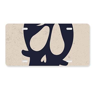 Imagem de DIYthinker Etiqueta de aço inoxidável para decoração de placa de licença de caveira torcida Halloween