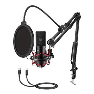 Imagem de FIFINE Conjunto de microfone USB com suporte de braço flexível e filtro pop, Plug and Play com PC, laptop, kit de microfone de instrumento de streaming para estúdio doméstico (T732)