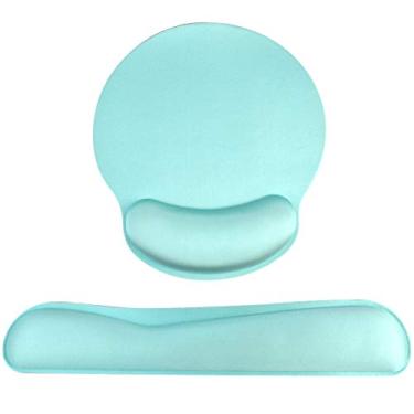 Imagem de Mouse pad para descanso de pulso com teclado, espuma de memória, descanso de descanso para escrever e aliviar a dor no pulso, base de borracha antiderrapante, Verde