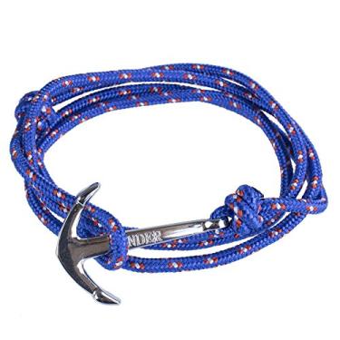 Imagem de Bracelete com âncora e gancho da West Coast – Pulseira ajustável com âncora ou gancho – Acessório de moda náutica – Colar ou pulseira, Royal Blue Silver Anchor