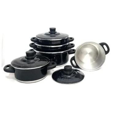 Imagem de Jogo De Panelas Caçarola 5 Peças Em Alumínio Preta / Black