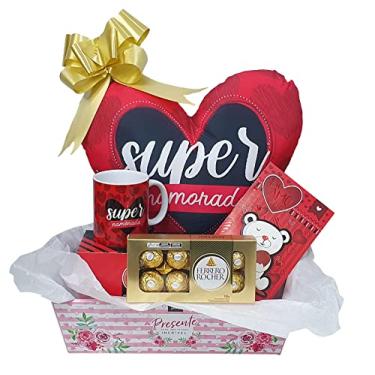 Imagem de Presente De Namorada e Esposa Dias dos Namorados Kit de Presente Com Almofada Caneca Cartão e Chocolate Ferrero Rocher T8 com 8 Bombons Presente Para Esposa Ou Super Namorada (Kit-Namorada)