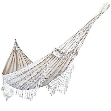 Imagem de Rede de Dormir Casal Balanço de Algodão Reforçada 3,80m x 1,50m Cor:Cru