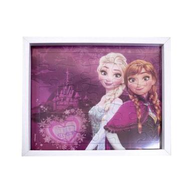 Imagem de Porta Retrato Quebra Cabeça Anna E Elsa Frozen 22X27cm - Disney