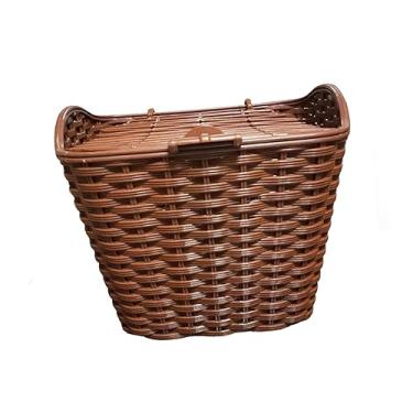 Imagem de YIJU Cesta de Bicicleta com Tampa Cesta de Guiador Frontal de Bicicleta para Acessórios de Bicicleta de Equilíbrio