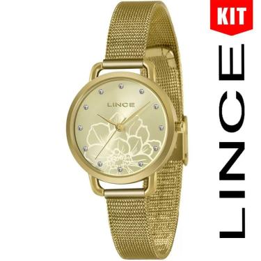 Imagem de Relógio LINCE KIT dourado feminino LRGJ141L KN62C1KX