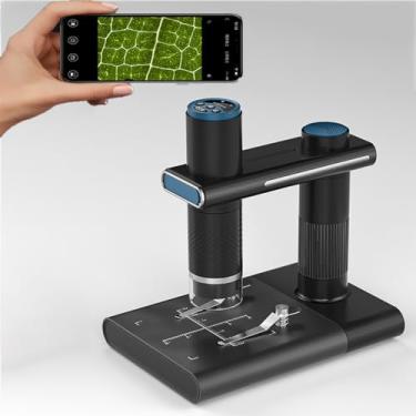 Imagem de Microscópio digital portátil, microscópio eletrônico, 50-1000x, com suporte, pode ser conectado a telefone celular e computador, para observação microscópica, soquete USB-C- black