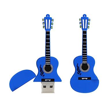 Imagem de 16 GB em forma de guitarra USB Stick USB 2.0 Flash Drives armazenamento pen drive de armazenamento pen drive pen drive de armazenamento pen drive com corrente (azul)