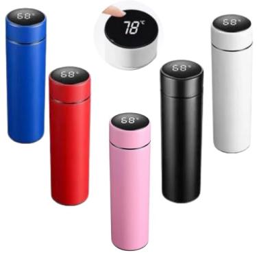 Imagem de Garrafa Térmica em Aço Inox 500ml com Termômetro Digital LED Touch (Preto)