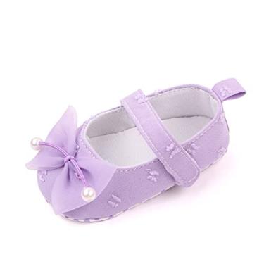 Imagem de Sandália infantil tamanho 5 tênis de verão design de arco fofo sandálias de caminhada de fundo plano sapatos de princesa crianças meias aquáticas, Roxo, 0-3 Months Infant