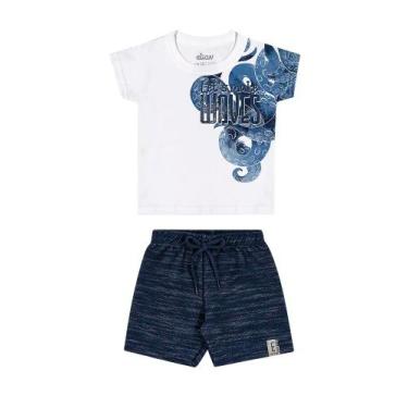 Imagem de Conjunto Infantil Elian Masculino Camiseta Camisa Polvo Com Bermuda Em