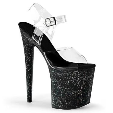 Imagem de PROMI Sapatos de salto alto 20 cm modelo de dança de vara sandálias de salto fino, Preto, 39