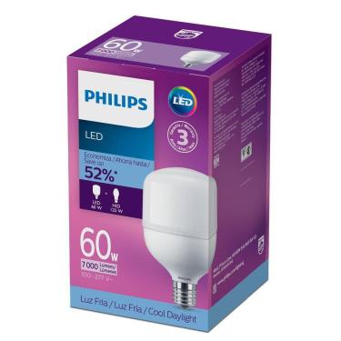 Imagem de Lâmpada Led Philips alta potência 60W  BR fria 6500K BV E40