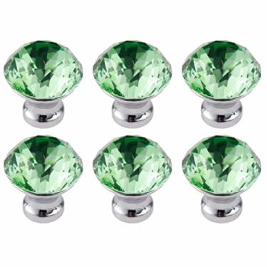 Imagem de Pacote com 6 puxadores de armário de vidro cristal com corte diamante azul celeste puxador de gaveta de armário 30 mm (verde)