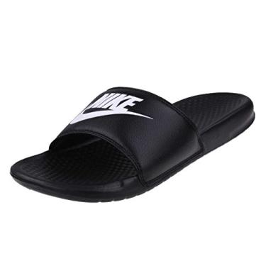 Imagem de Sandália masculina Nike Benassi JDI para praia de verão leve preta para piscina, Preto/branco, preto, 8 D US