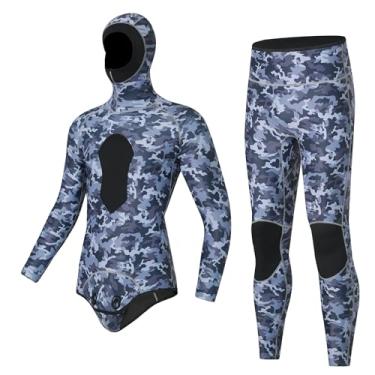 Imagem de Bestgift Roupa de mergulho Split 3mm Deep Snorkeling fato de natação surf camuflagem cinza 3GG